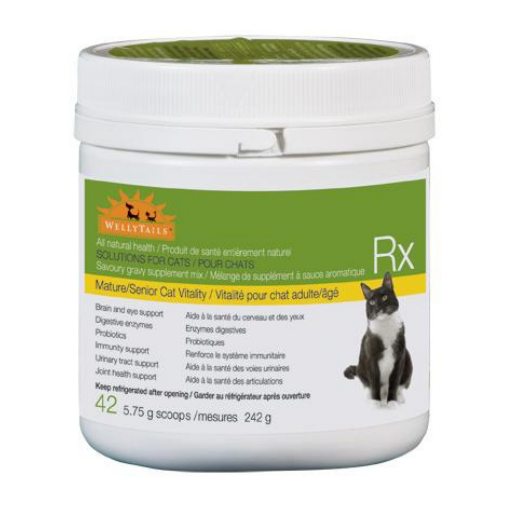Senior/ Mature Cat Vitamins, Cat dietary Supplements, All Natural, Cat Food 242mg - WellyTails